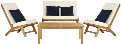 Safavieh Chaston 4 Pc Outdoor Living Set With Accent Pillows | Outdoor Sofas, Loveseats & Sectionals |  Modishstore 