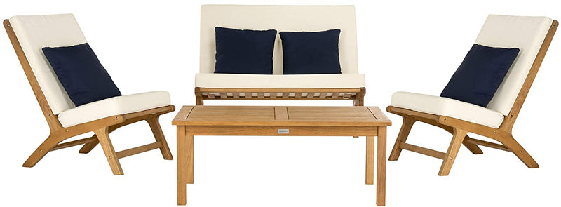 Safavieh Chaston 4 Pc Outdoor Living Set With Accent Pillows | Outdoor Sofas, Loveseats & Sectionals |  Modishstore 