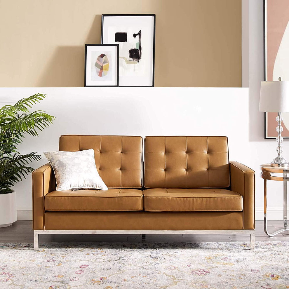 Modway Loft Tufted Upholstered Faux Leather Loveseat - EEI-3388 | Loveseats | Modishstore - 6