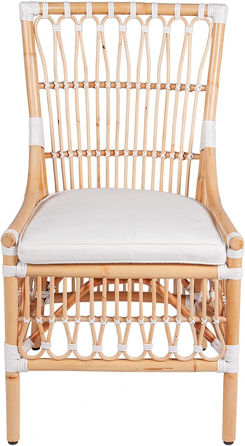 LaSalle Rattan Dining Chair, Black and Natural Set of 2 by Jeffan | Dining Chairs | Modishstore - 8