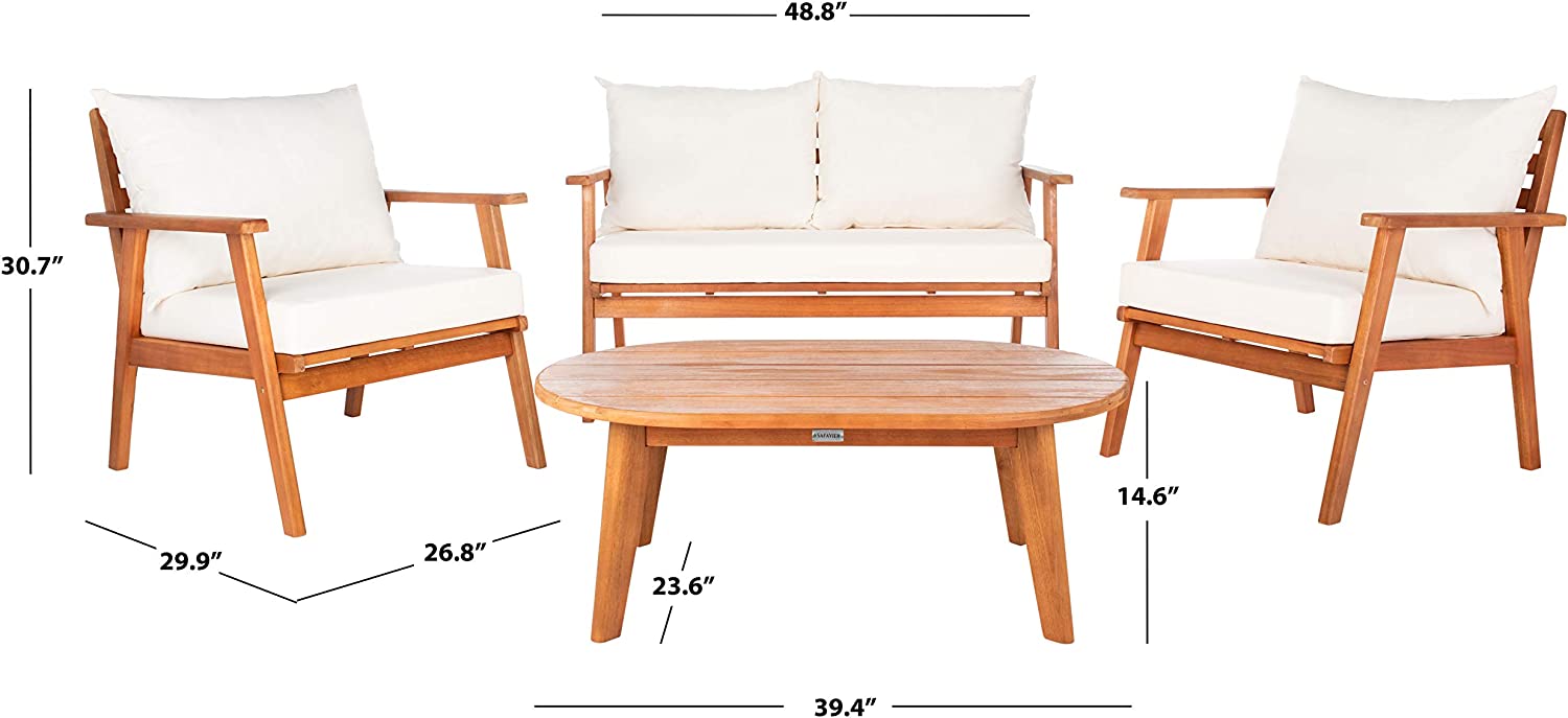Safavieh Deacon 4 Pc Living Set | Outdoor Sofas, Loveseats & Sectionals | Modishstore - 2