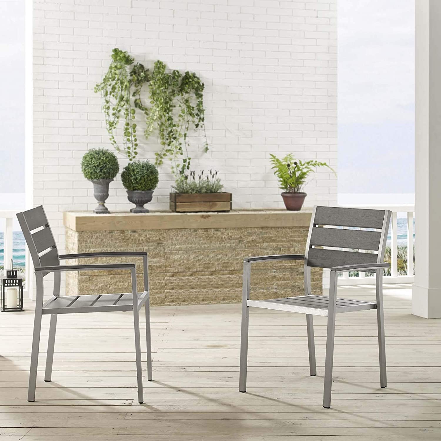 Modway Shore Outdoor Patio Aluminum Dining Armchair S/2 | Armchairs | Modishstore