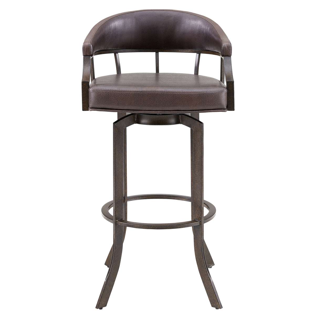 Pharaoh Swivel 26" Auburn Bay and Brown Faux Leather Bar Stool By Armen Living | Bar Stools | Modishstore - 2