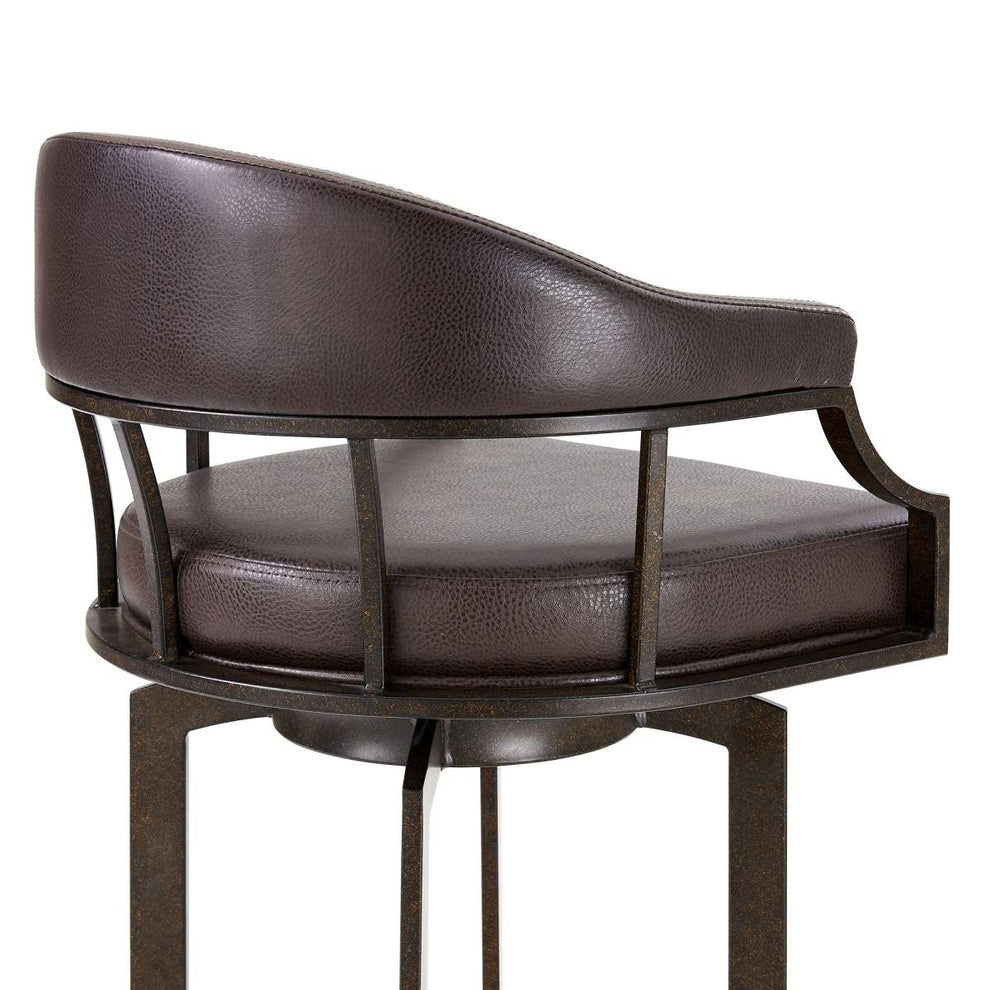 Pharaoh Swivel 26" Auburn Bay and Brown Faux Leather Bar Stool By Armen Living | Bar Stools | Modishstore - 4