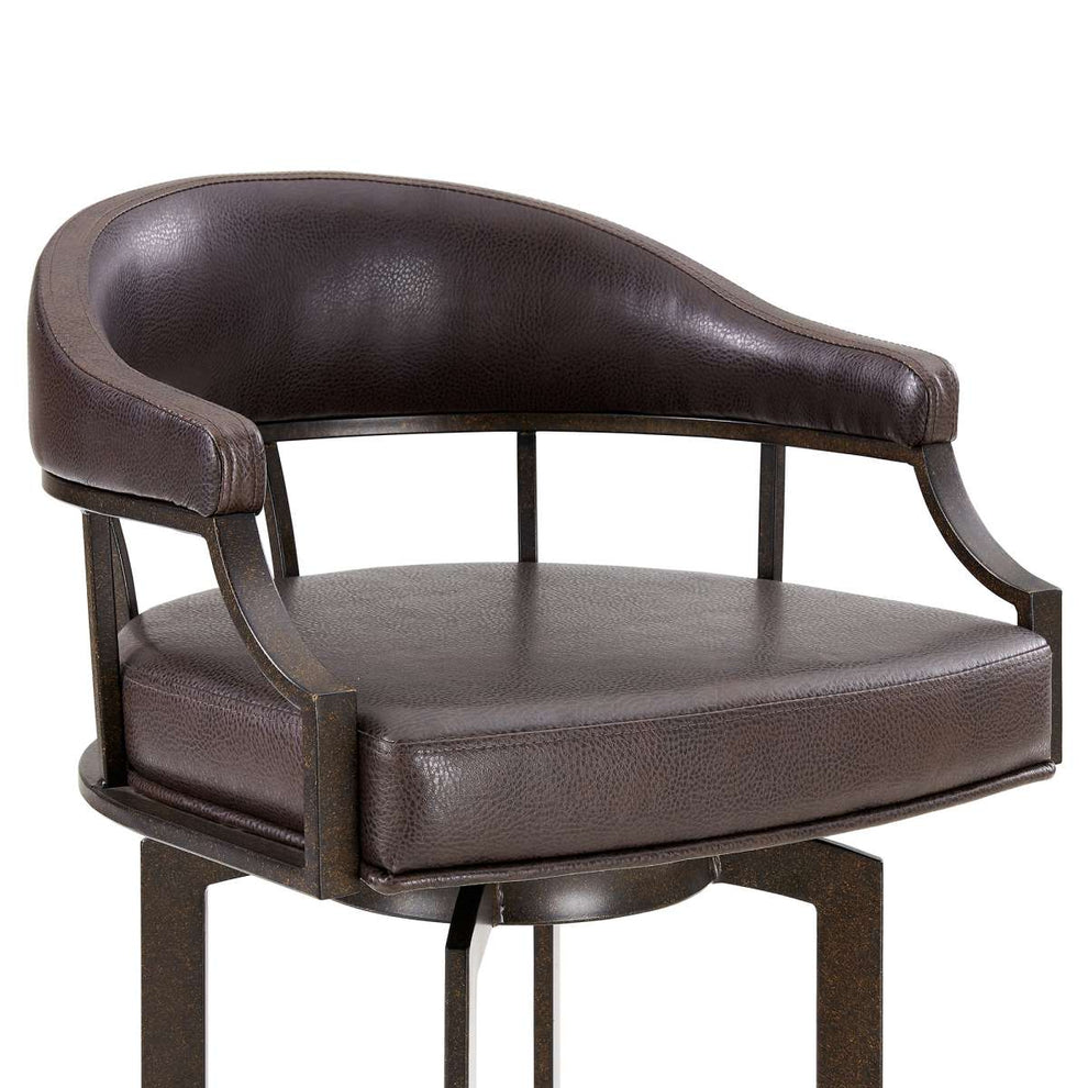 Pharaoh Swivel 30" Auburn Bay and Brown Faux Leather Bar Stool By Armen Living | Bar Stools |  Modishstore  - 4