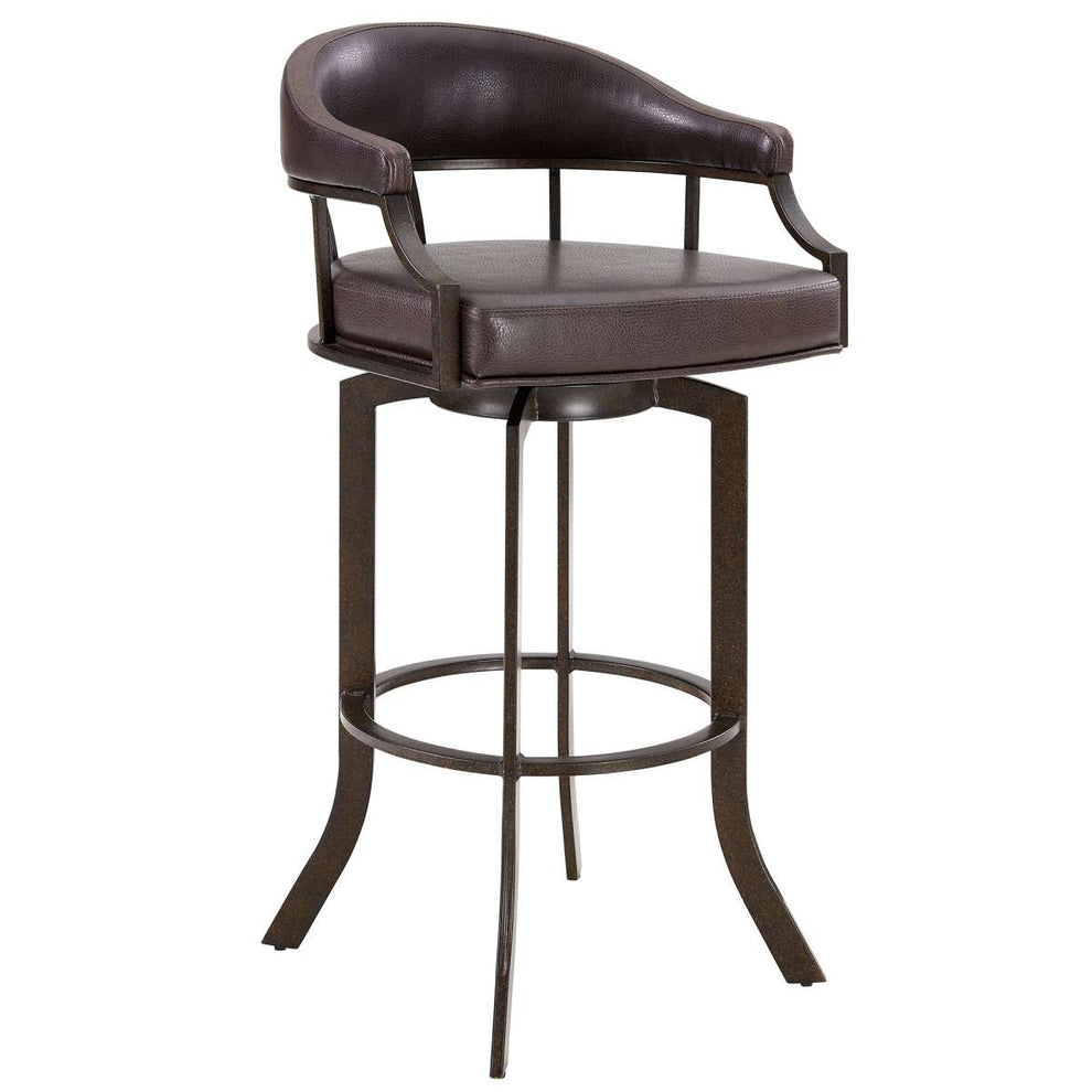 Pharaoh Swivel 30" Auburn Bay and Brown Faux Leather Bar Stool By Armen Living | Bar Stools |  Modishstore  - 2