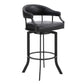 Pharaoh Swivel 26" Black Powder Coated and Black Faux Leather Metal Bar Stool By Armen Living | Bar Stools | Modishstore