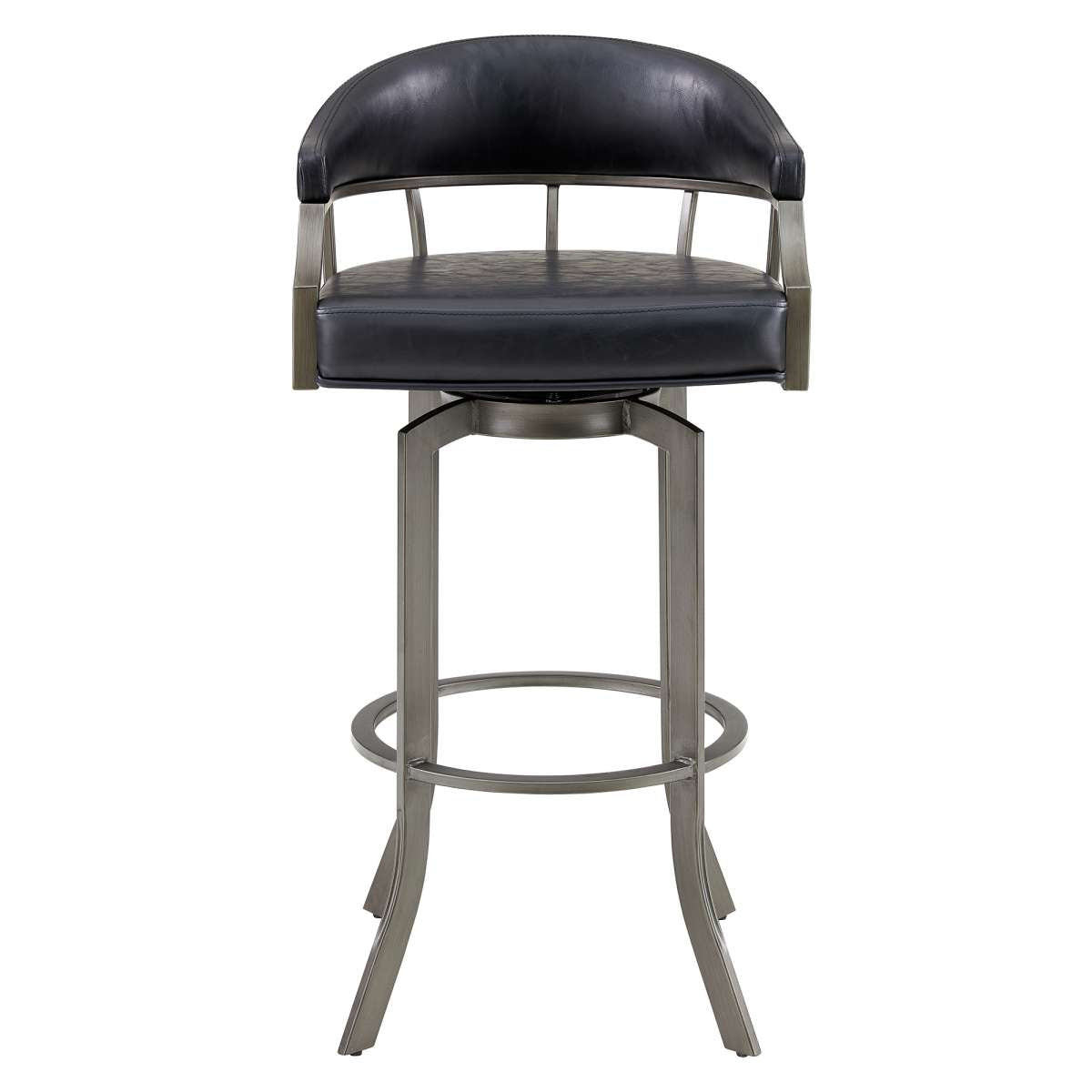 Pharaoh Swivel 30" Mineral Finish and Black Faux Leather Bar Stool By Armen Living | Bar Stools | Modishstore - 2