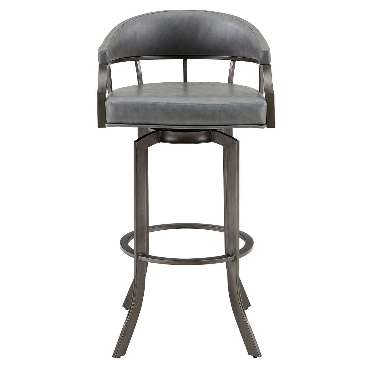 Pharaoh Swivel 30" Mineral Finish and Gray Faux Leather Bar Stool By Armen Living | Bar Stools | Modishstore - 2