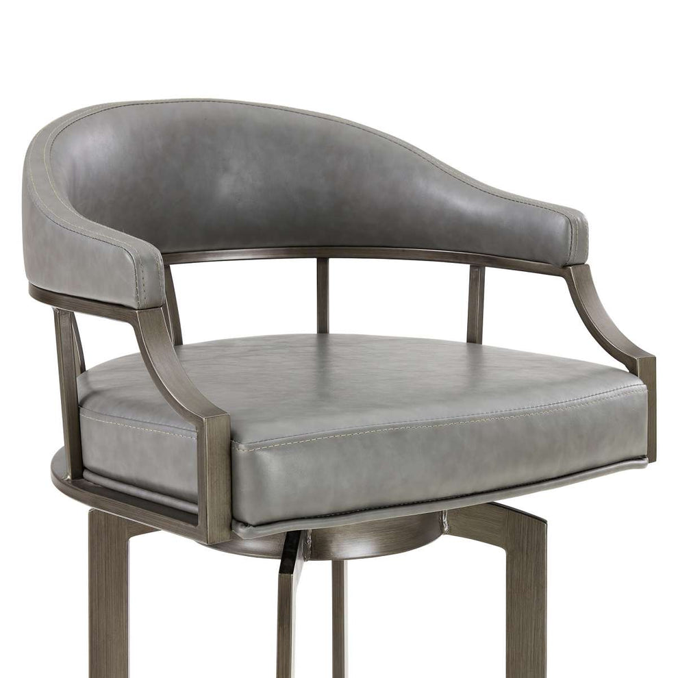 Pharaoh Swivel 30" Mineral Finish and Gray Faux Leather Bar Stool By Armen Living | Bar Stools | Modishstore - 3