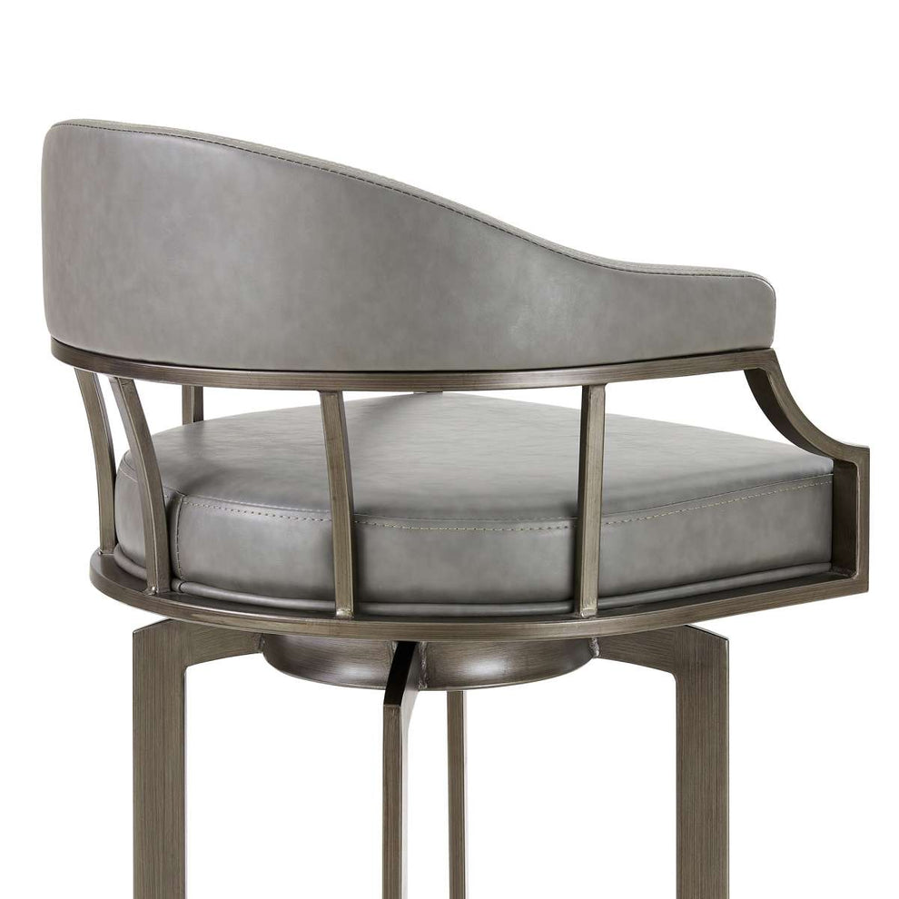 Pharaoh Swivel 30" Mineral Finish and Gray Faux Leather Bar Stool By Armen Living | Bar Stools | Modishstore - 4