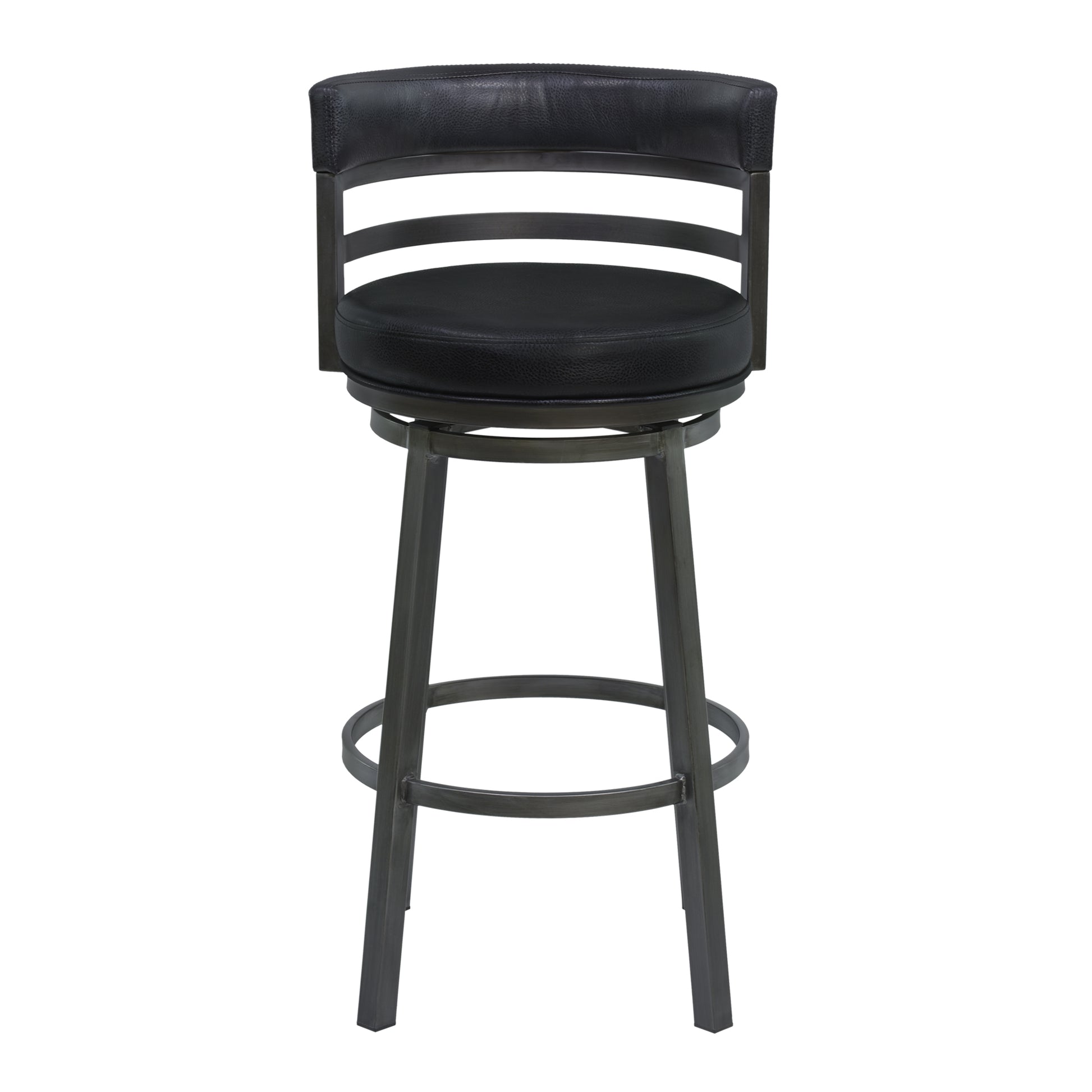 Titana 26" Counter Height Metal Swivel Barstool in Ford Black Pu and Mineral Finish By Armen Living | Bar Stools | Modishstore - 3