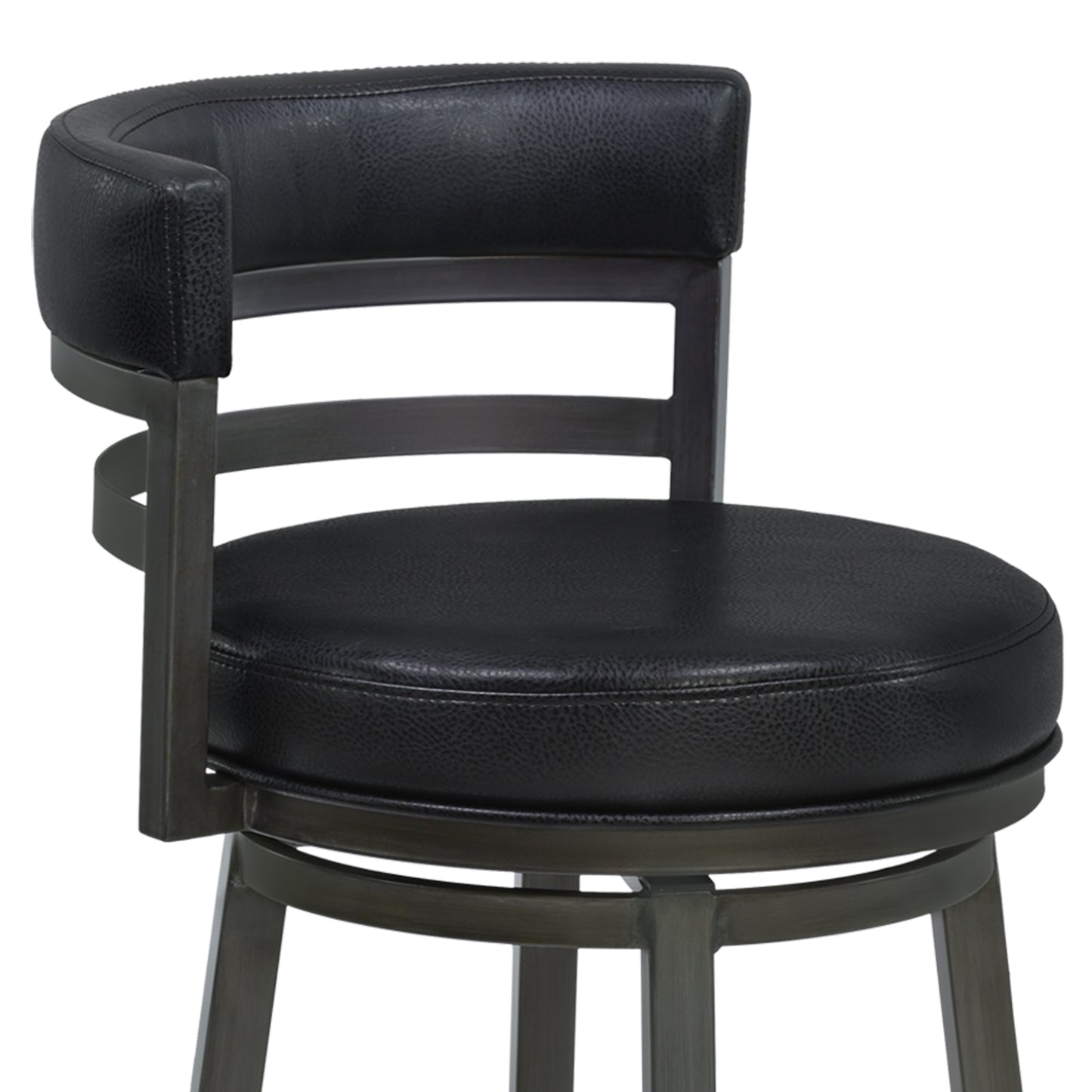 Titana 26" Counter Height Metal Swivel Barstool in Ford Black Pu and Mineral Finish By Armen Living | Bar Stools | Modishstore - 5
