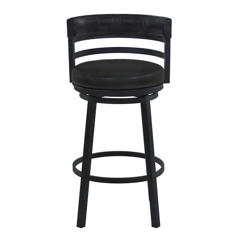 Titana 26" Counter Height Metal Swivel Barstool in Ford Black Pu and Black Finish By Armen Living | Bar Stools | Modishstore - 3