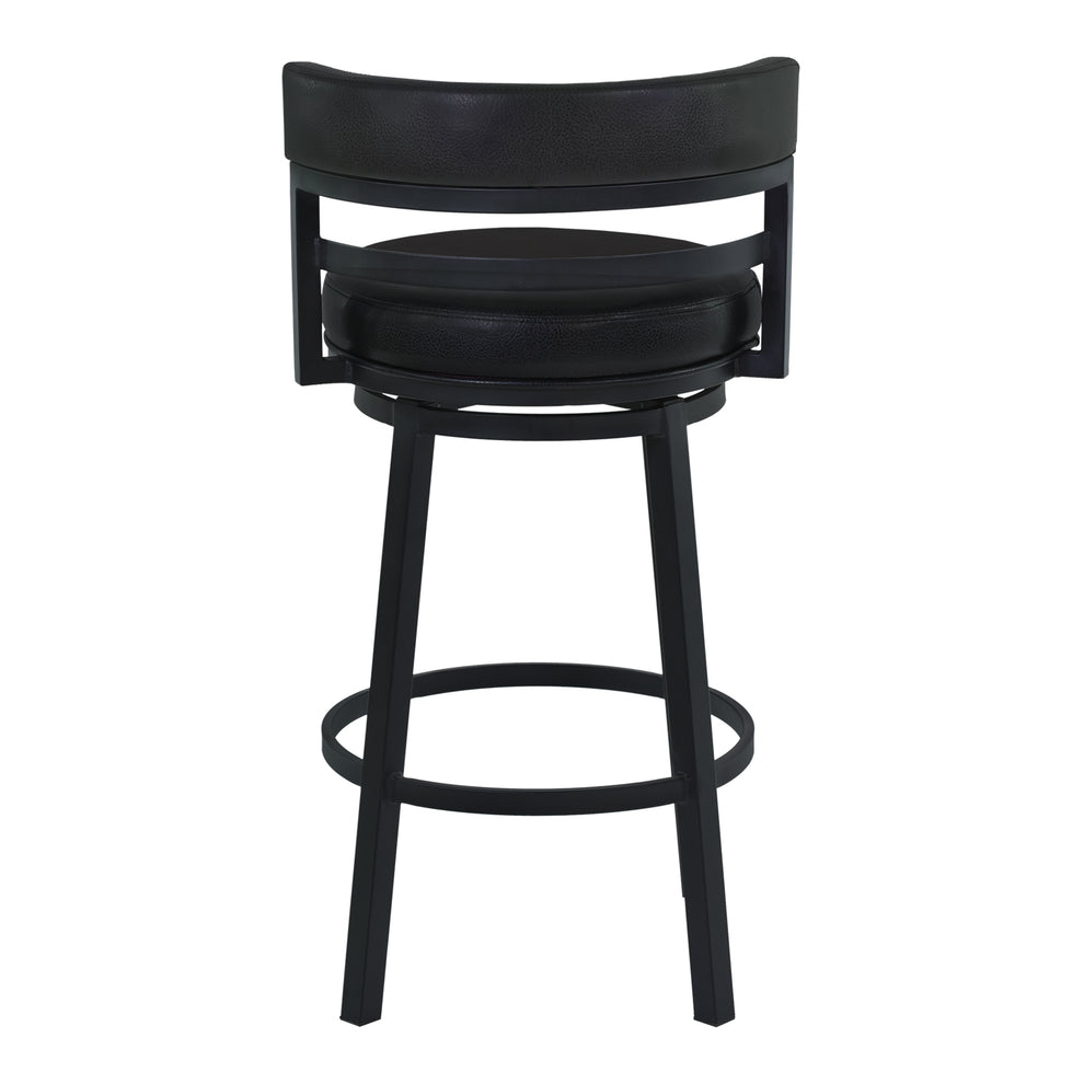 Titana 26" Counter Height Metal Swivel Barstool in Ford Black Pu and Black Finish By Armen Living | Bar Stools | Modishstore - 4