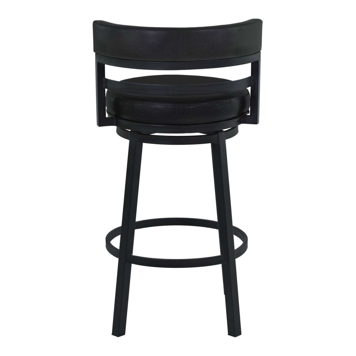 Titana 30" Bar Height Metal Swivel Barstool in Ford Black Pu and Black Finish By Armen Living | Bar Stools | Modishstore - 2