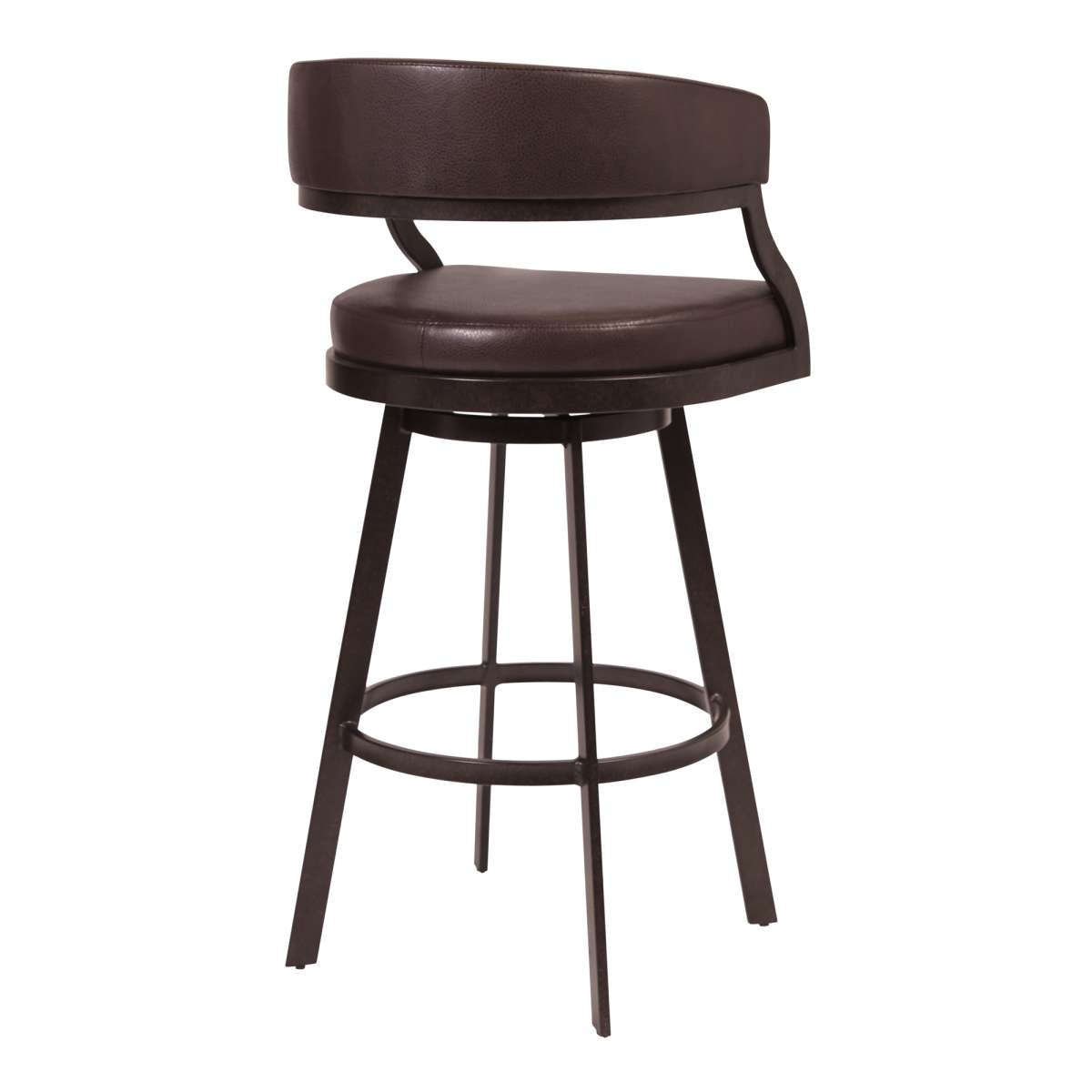 Dione 30" Bar Height Barstool in Auburn Bay and Brown Faux Leather By Armen Living | Bar Stools | Modishstore - 2