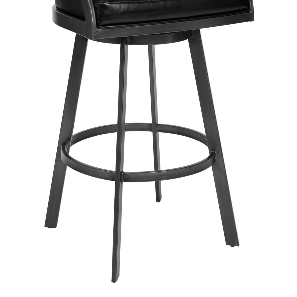 Dione 26" Counter Height Barstool in Mineral Finish and Vintage Black Faux Leather By Armen Living | Bar Stools | Modishstore - 4