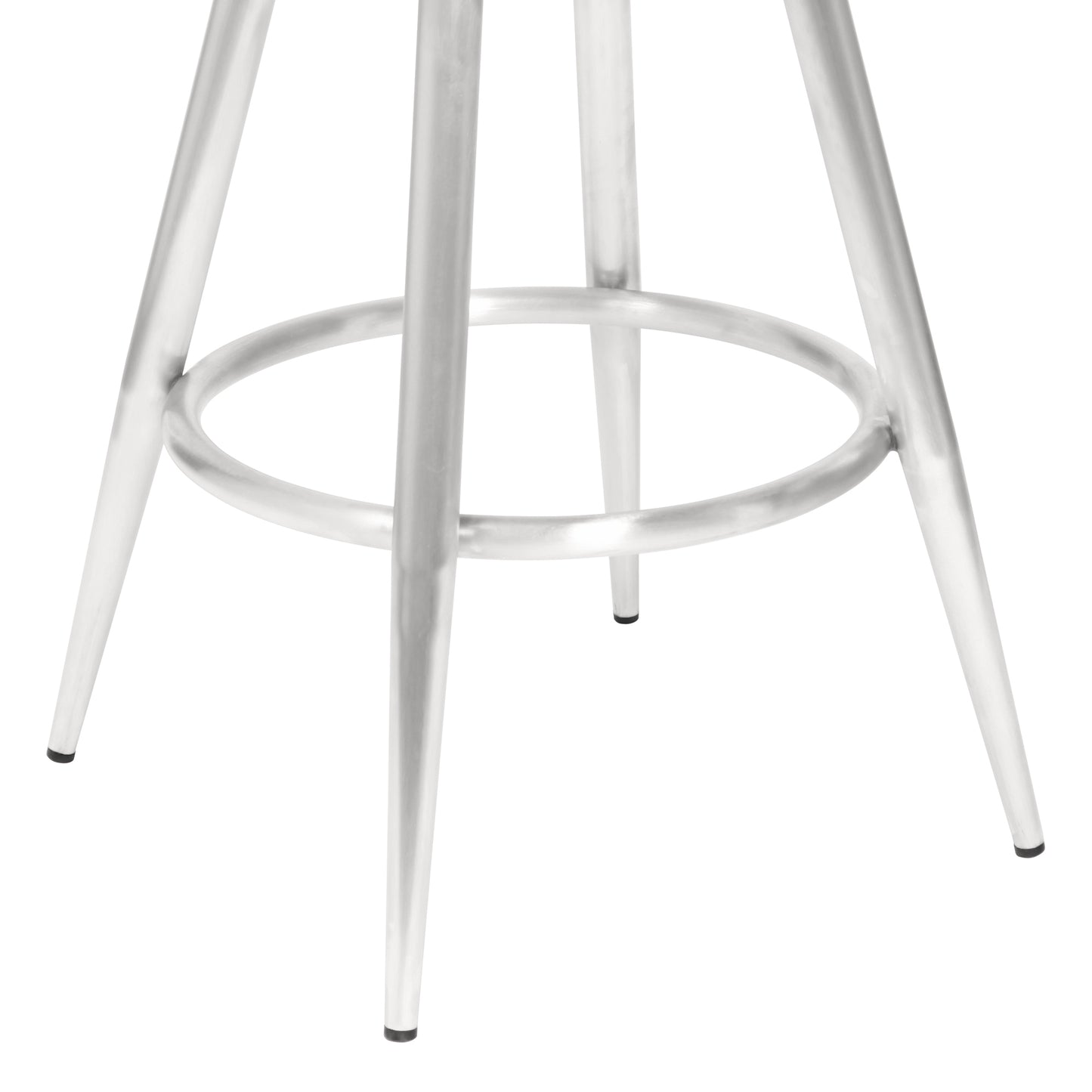 Amador 30" Bar Height Barstool in Brushed Stainless Steel and Vintage Black Faux Leather By Armen Living | Bar Stools | Modishstore - 6