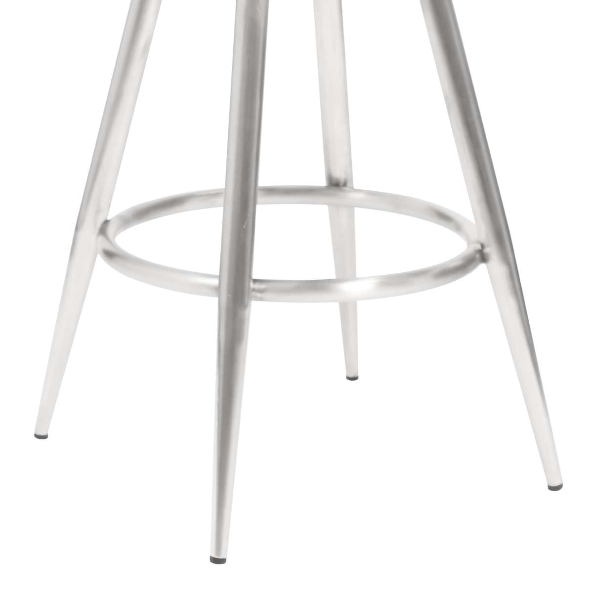 Amador 30" Bar Height Barstool in Brushed Stainless Steel and Vintage Gray Faux Leather By Armen Living | Bar Stools | Modishstore - 4