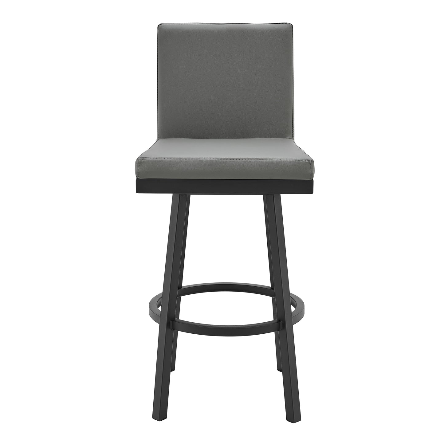 Rochester 30" Swivel Modern Black Metal and Grey Faux Leather Barstool By Armen Living | Bar Stools | Modishstore - 3