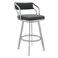 Scranton 26" Swivel Modern Brushed Stainless Steel and Slate Grey Faux Leather Barstool By Armen Living | Bar Stools | Modishstore - 2