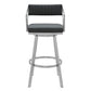 Scranton 26" Swivel Modern Brushed Stainless Steel and Slate Grey Faux Leather Barstool By Armen Living | Bar Stools | Modishstore - 3