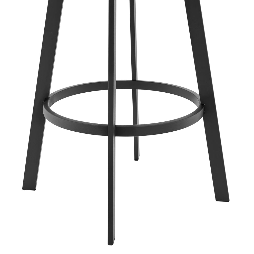 Scranton 30" Swivel Modern Black Metal and Slate Grey Faux Leather Barstool By Armen Living | Bar Stools | Modishstore - 7