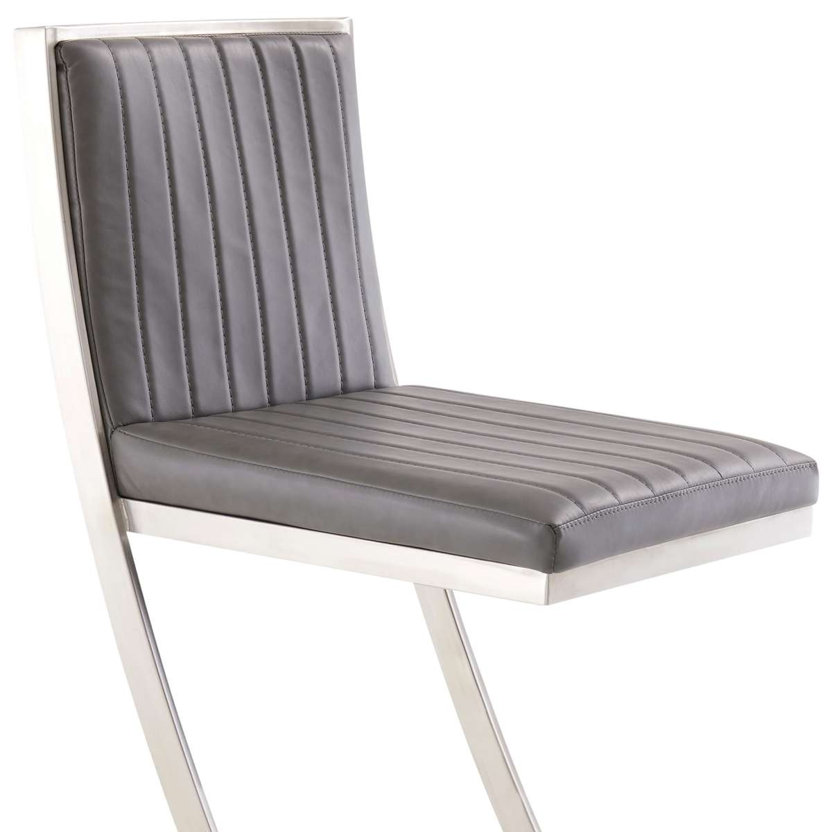 Pinellas 30" Vintage Gray Faux Leather and Brushed Stainless Steel Bar Stool By Armen Living | Bar Stools |  Modishstore  - 8