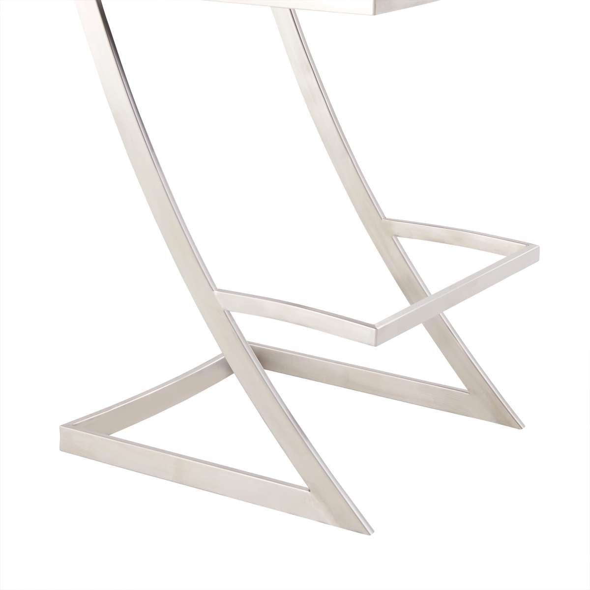 Pinellas 30" Vintage Gray Faux Leather and Brushed Stainless Steel Bar Stool By Armen Living | Bar Stools |  Modishstore  - 4