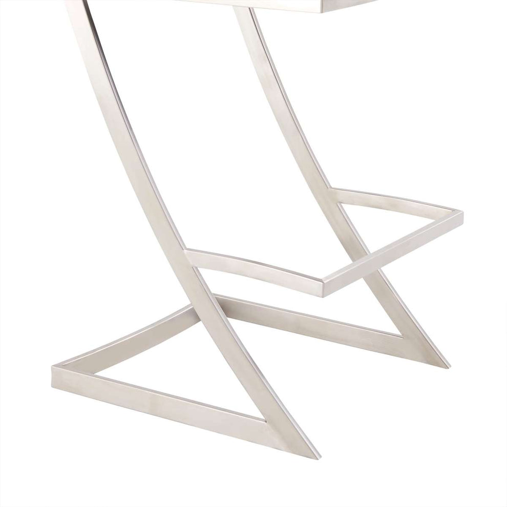 Pinellas 30" Vintage Gray Faux Leather and Brushed Stainless Steel Bar Stool By Armen Living | Bar Stools |  Modishstore  - 4