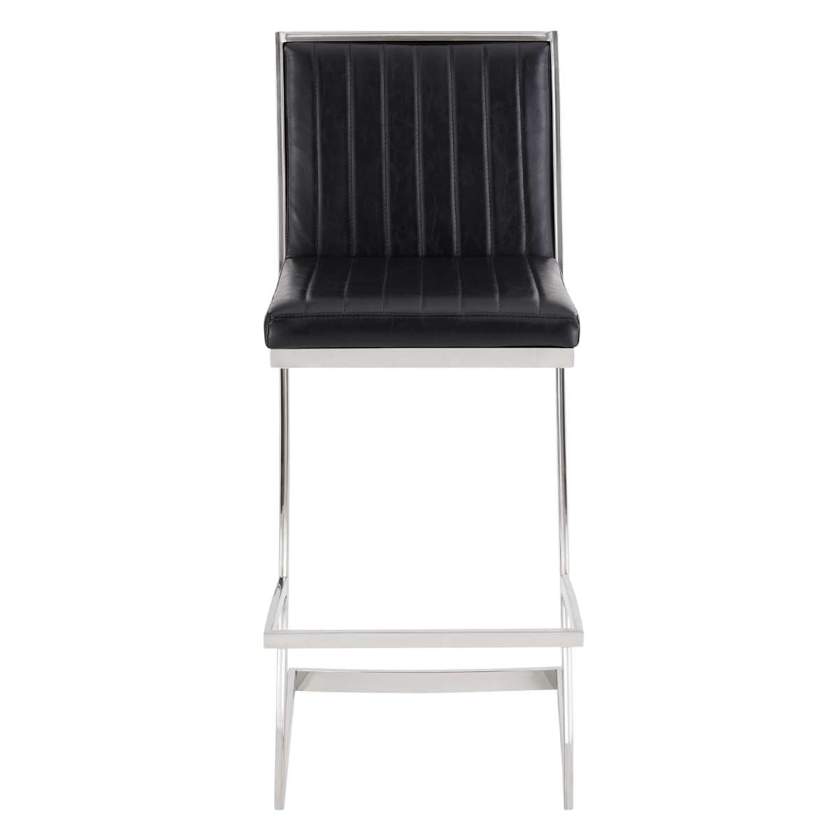 Pinellas 30" Vintage Black Faux Leather and Brushed Stainless Steel Bar Stool By Armen Living | Bar Stools |  Modishstore  - 3