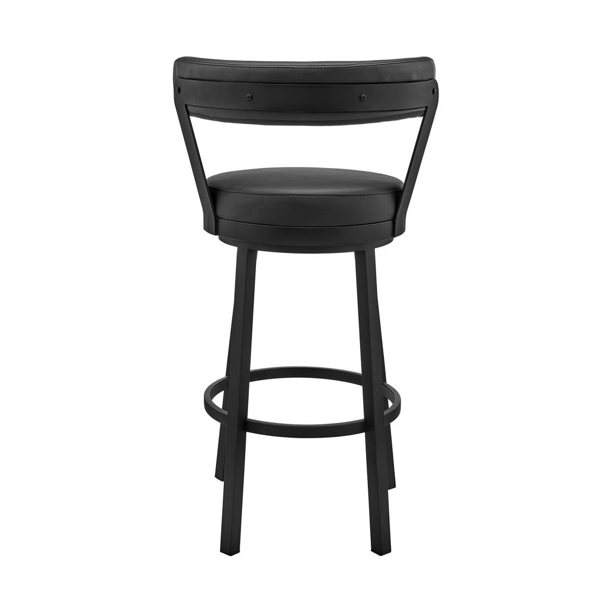 Kobe 26" Counter Height Swivel Bar Stool in Black Finish and Black Faux Leather By Armen Living | Bar Stools | Modishstore - 4