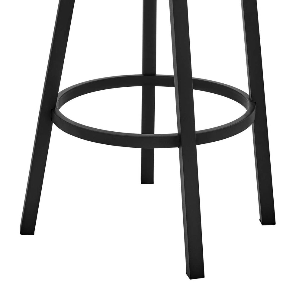 Kobe 30" Bar Height Swivel Bar Stool in Black Finish and Black Faux Leather By Armen Living | Bar Stools | Modishstore - 7