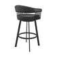 Bronson 26" Counter Height Swivel Bar Stool in Black Finish and Black Faux Leather By Armen Living | Bar Stools | Modishstore - 3