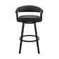 Bronson 30" Bar Height Swivel Bar Stool in Black Finish and Black Faux Leather By Armen Living | Bar Stools | Modishstore - 2