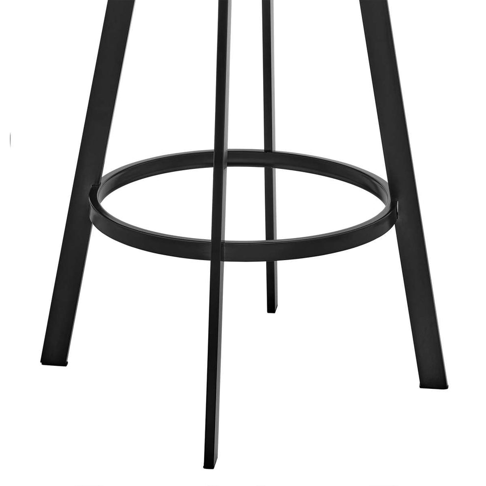 Bronson 30" Bar Height Swivel Bar Stool in Black Finish and Black Faux Leather By Armen Living | Bar Stools | Modishstore - 7