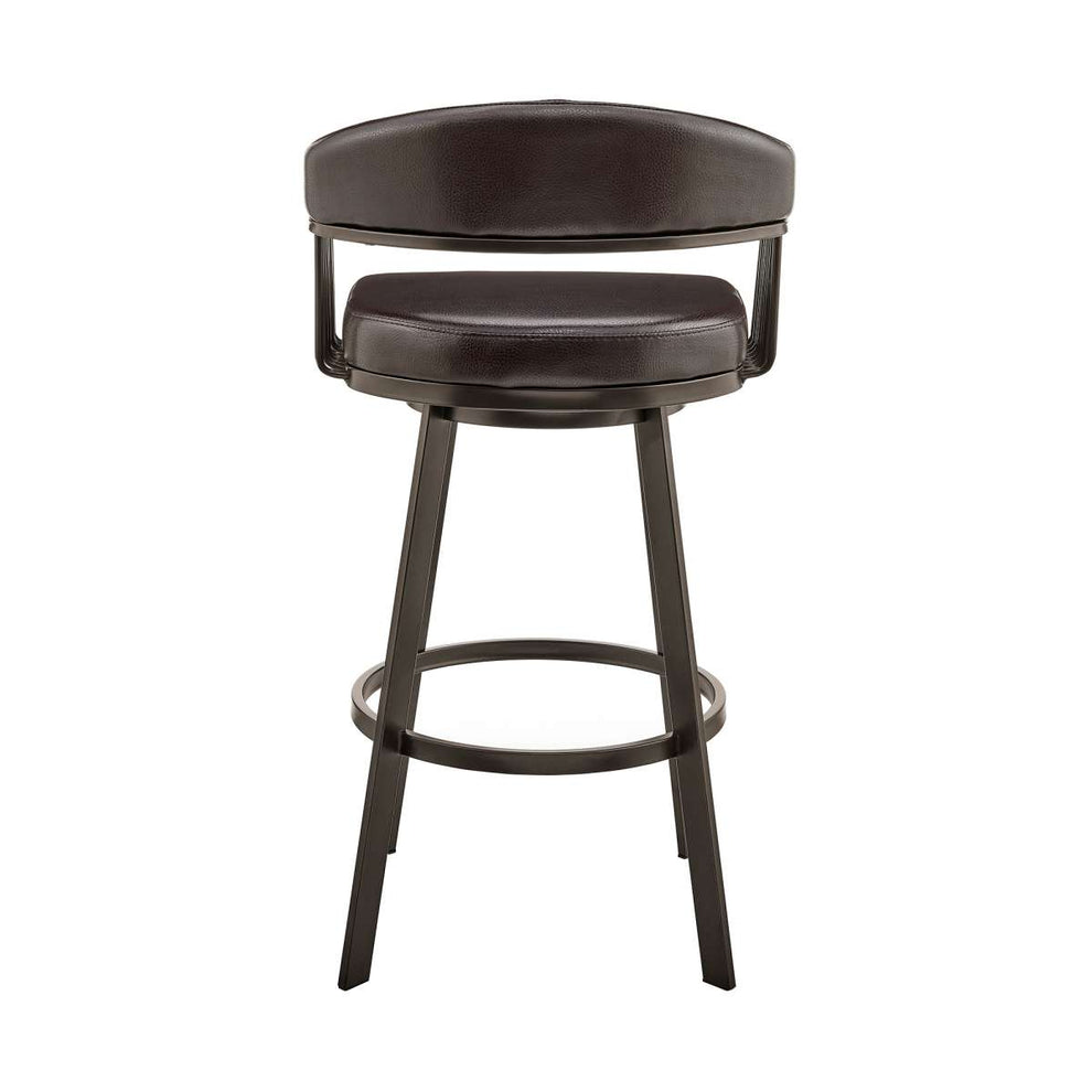 Bronson 30" Bar Height Swivel Bar Stool in Java Brown Finish and Chocolate Faux Leather By Armen Living | Bar Stools | Modishstore - 4