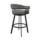 Bronson 30" Bar Height Swivel Bar Stool in Black Finish and Gray Faux Leather By Armen Living | Bar Stools | Modishstore - 3