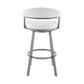 Bronson 30" Bar Height Swivel Bar Stool in Silver finish and White Faux Leather By Armen Living | Bar Stools | Modishstore - 4