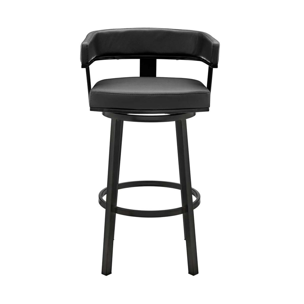 Cohen 26" Counter Height Swivel Bar Stool in Black Finish and Black Faux Leather By Armen Living | Bar Stools | Modishstore - 2