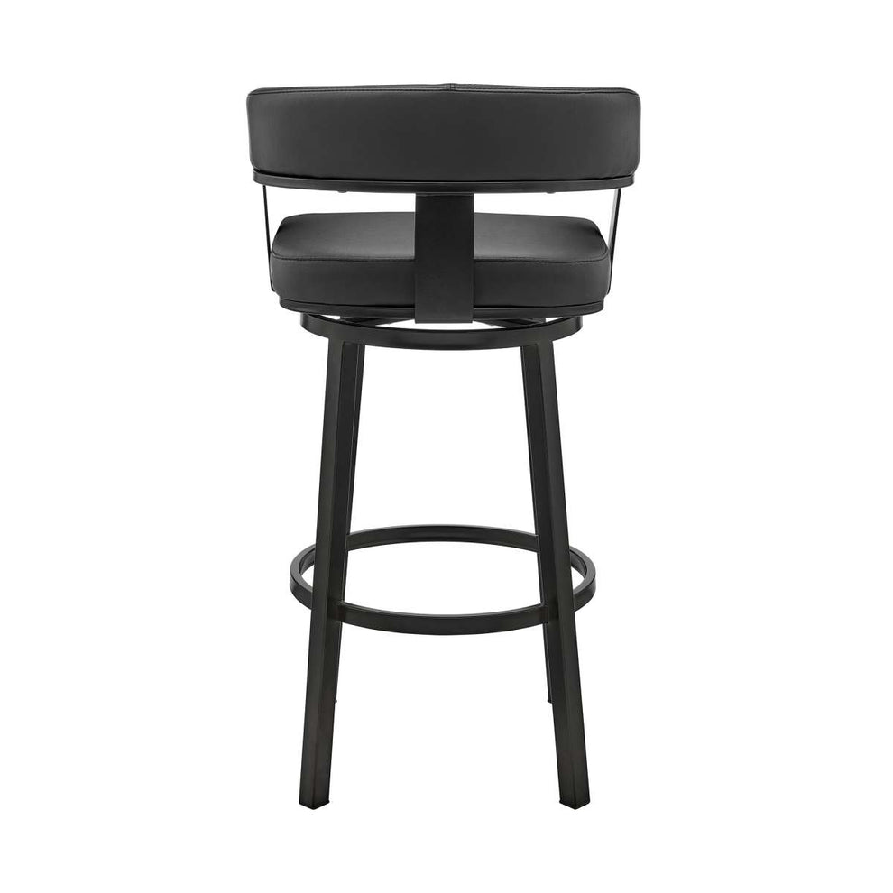 Cohen 26" Counter Height Swivel Bar Stool in Black Finish and Black Faux Leather By Armen Living | Bar Stools | Modishstore - 4
