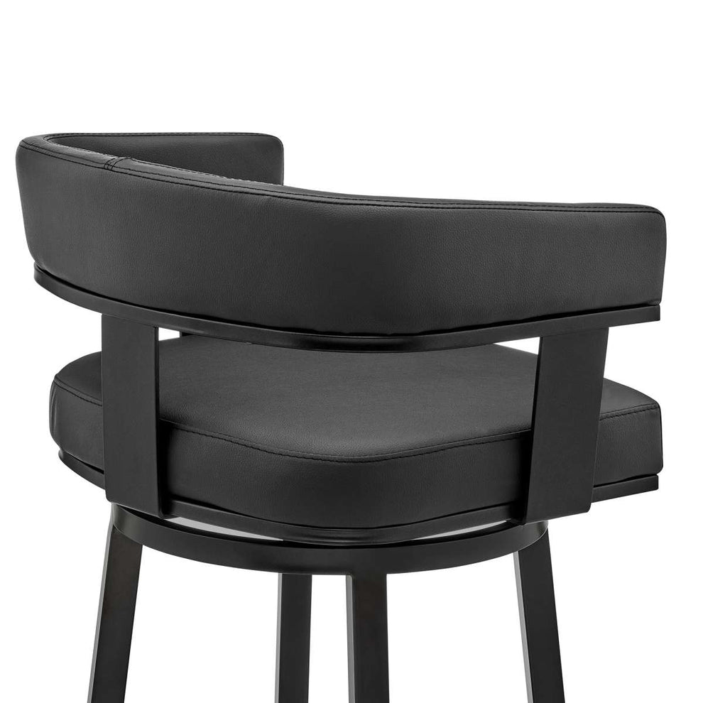 Cohen 26" Counter Height Swivel Bar Stool in Black Finish and Black Faux Leather By Armen Living | Bar Stools | Modishstore - 6