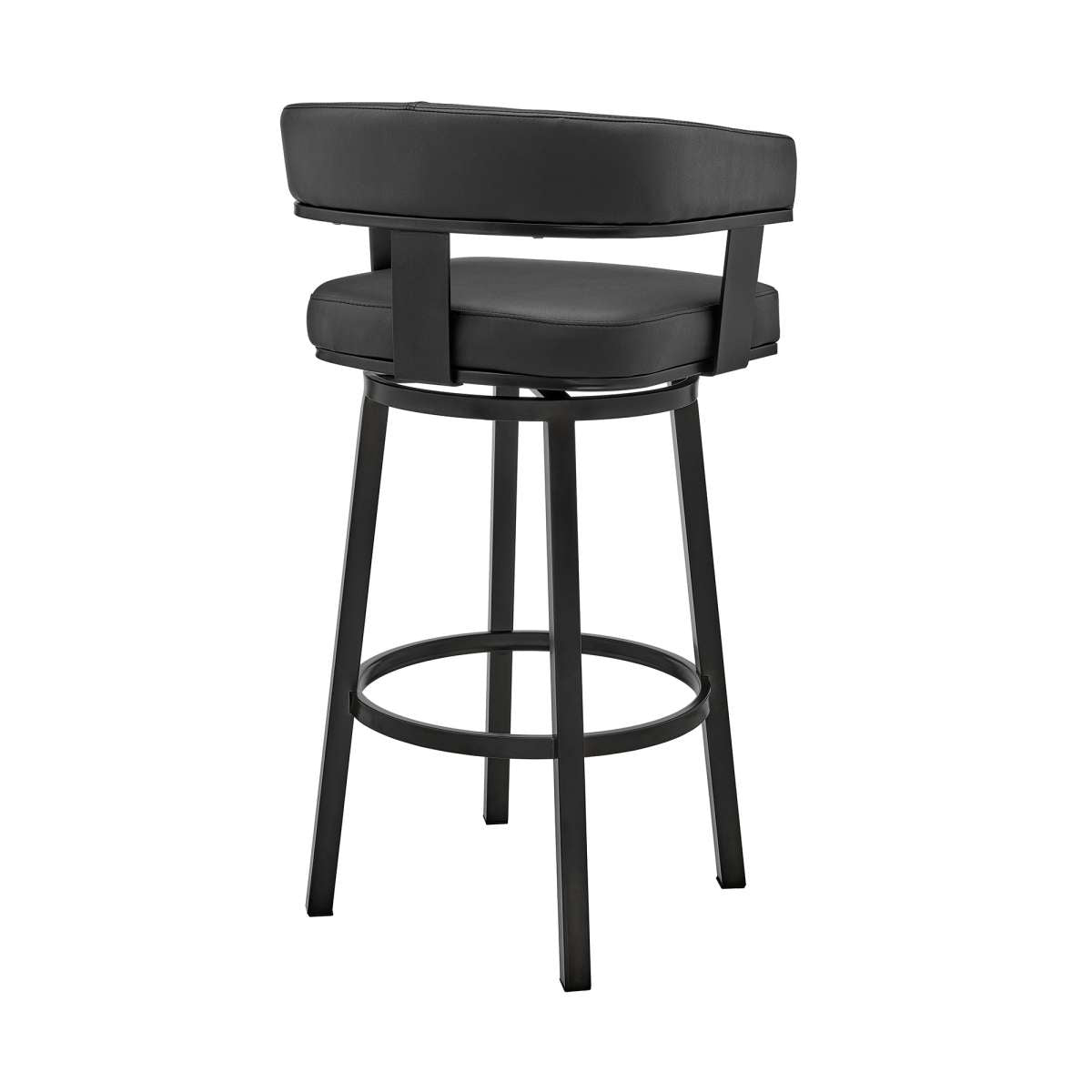 Cohen 30" Bar Height Swivel Bar Stool in Black Finish and Black Faux Leather By Armen Living | Bar Stools | Modishstore - 3