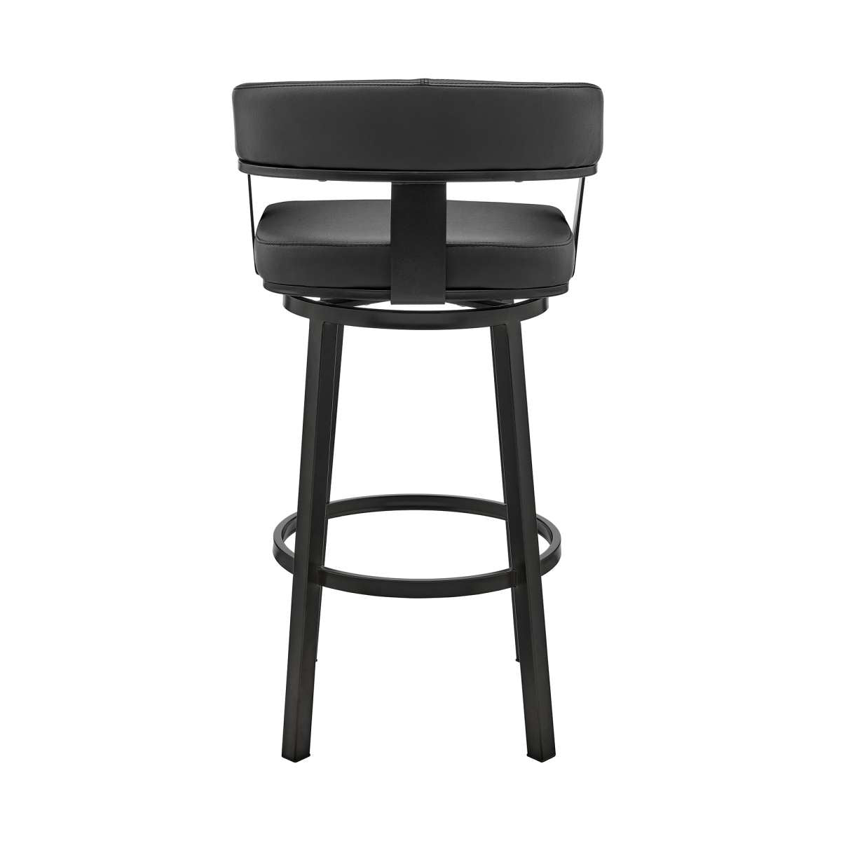 Cohen 30" Bar Height Swivel Bar Stool in Black Finish and Black Faux Leather By Armen Living | Bar Stools | Modishstore - 4