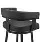 Cohen 30" Bar Height Swivel Bar Stool in Black Finish and Black Faux Leather By Armen Living | Bar Stools | Modishstore - 6