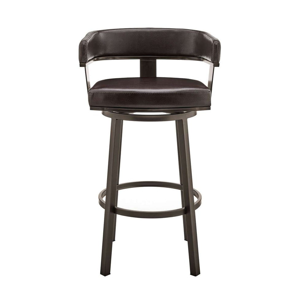 Cohen 26" Counter Height Swivel Bar Stool in Java Brown Finish and Chocolate Faux Leather By Armen Living | Bar Stools | Modishstore - 2