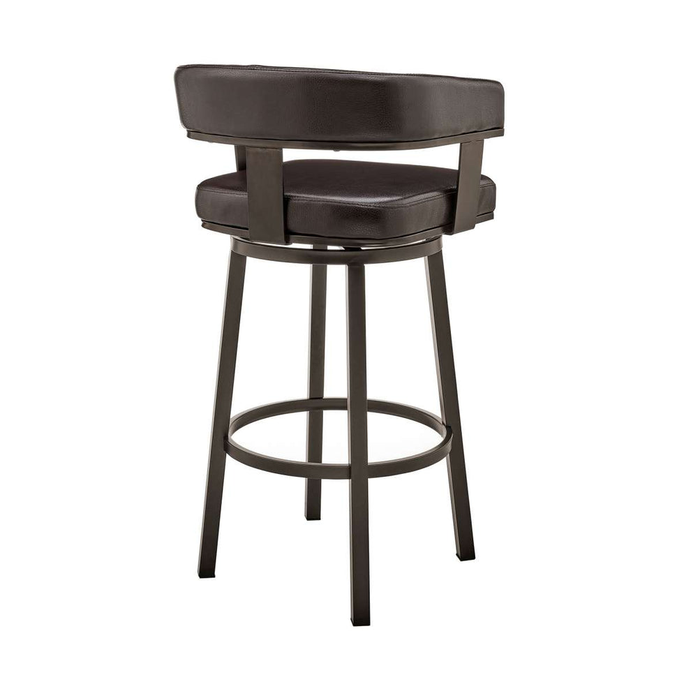 Cohen 26" Counter Height Swivel Bar Stool in Java Brown Finish and Chocolate Faux Leather By Armen Living | Bar Stools | Modishstore - 3