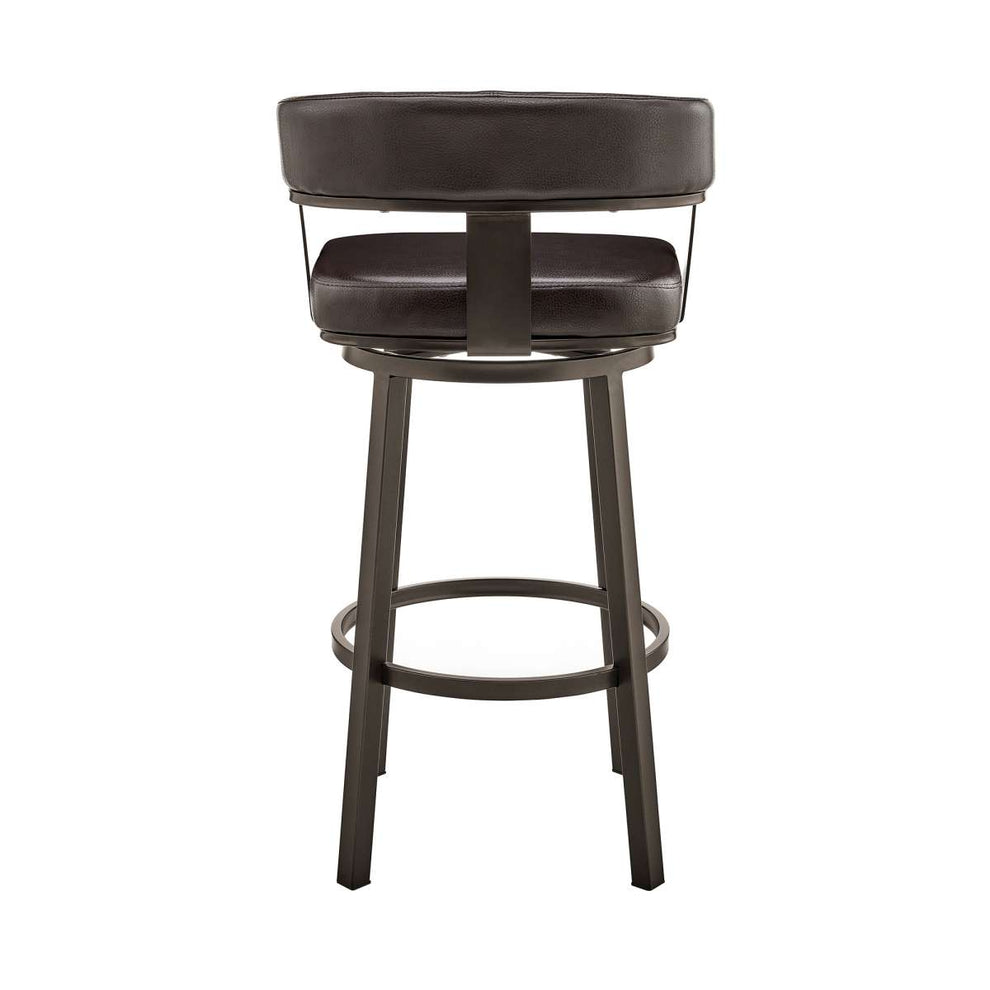Cohen 26" Counter Height Swivel Bar Stool in Java Brown Finish and Chocolate Faux Leather By Armen Living | Bar Stools | Modishstore - 4