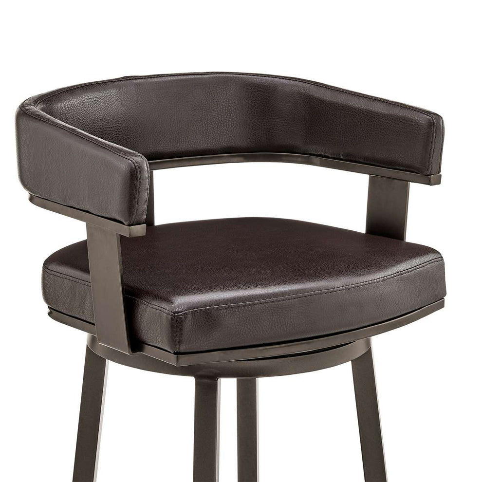Cohen 26" Counter Height Swivel Bar Stool in Java Brown Finish and Chocolate Faux Leather By Armen Living | Bar Stools | Modishstore - 5